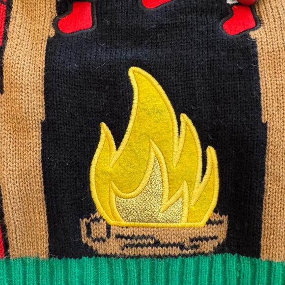 Dog Ugly Christmas Sweater Fireplace Stockings Bells Medium - Picture 4 of 8